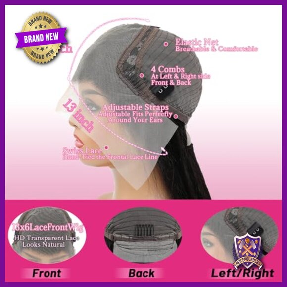 13x6 HD Lace Front Wig 180 Density Body Wave Human Hair Glueless Pre-Plucked main image 4
